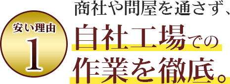 商社や問屋を通さず、自社工場での作業を徹底。